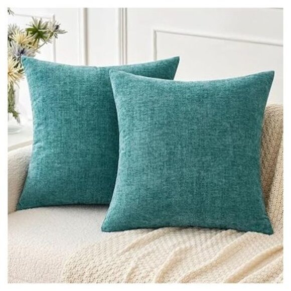 Chenile Teal Soft Throw Covers - 20x20- Living Room Sofa, 2-Pack (414) - Picture 1 of 3